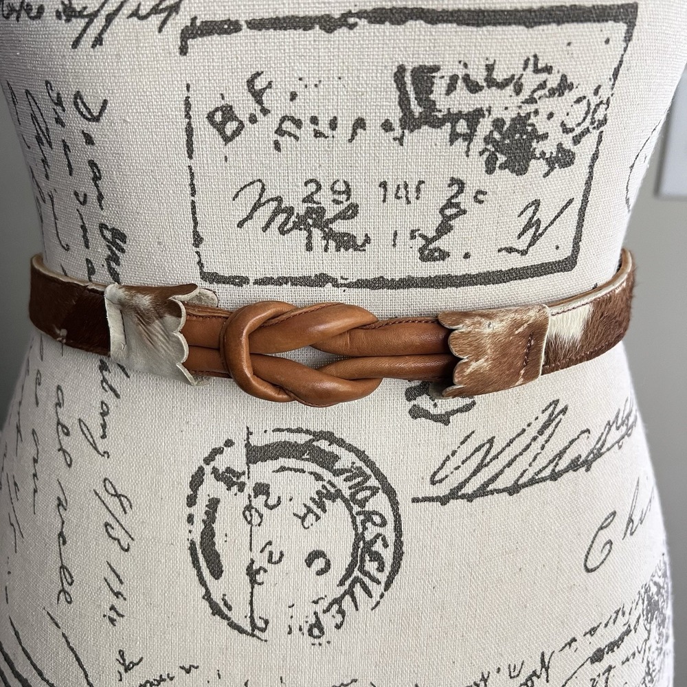 VTG 70s House Of Oppenheim Hair On Hide Statement Belt 26-29 Western Boho